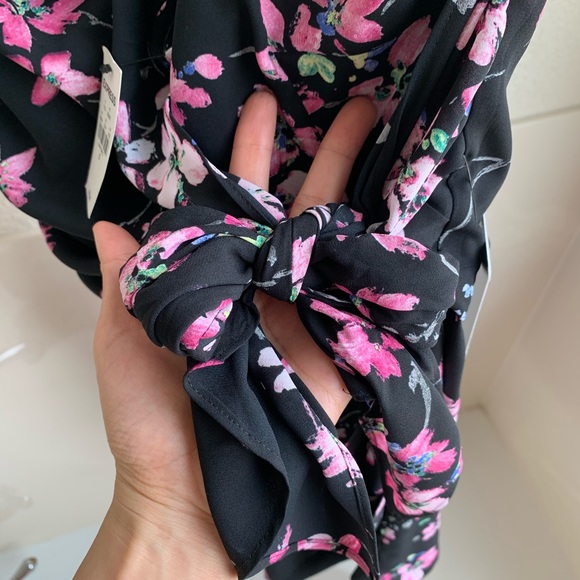Express Cherry Blossom Floral Strapless Romper - Picture 2 of 5